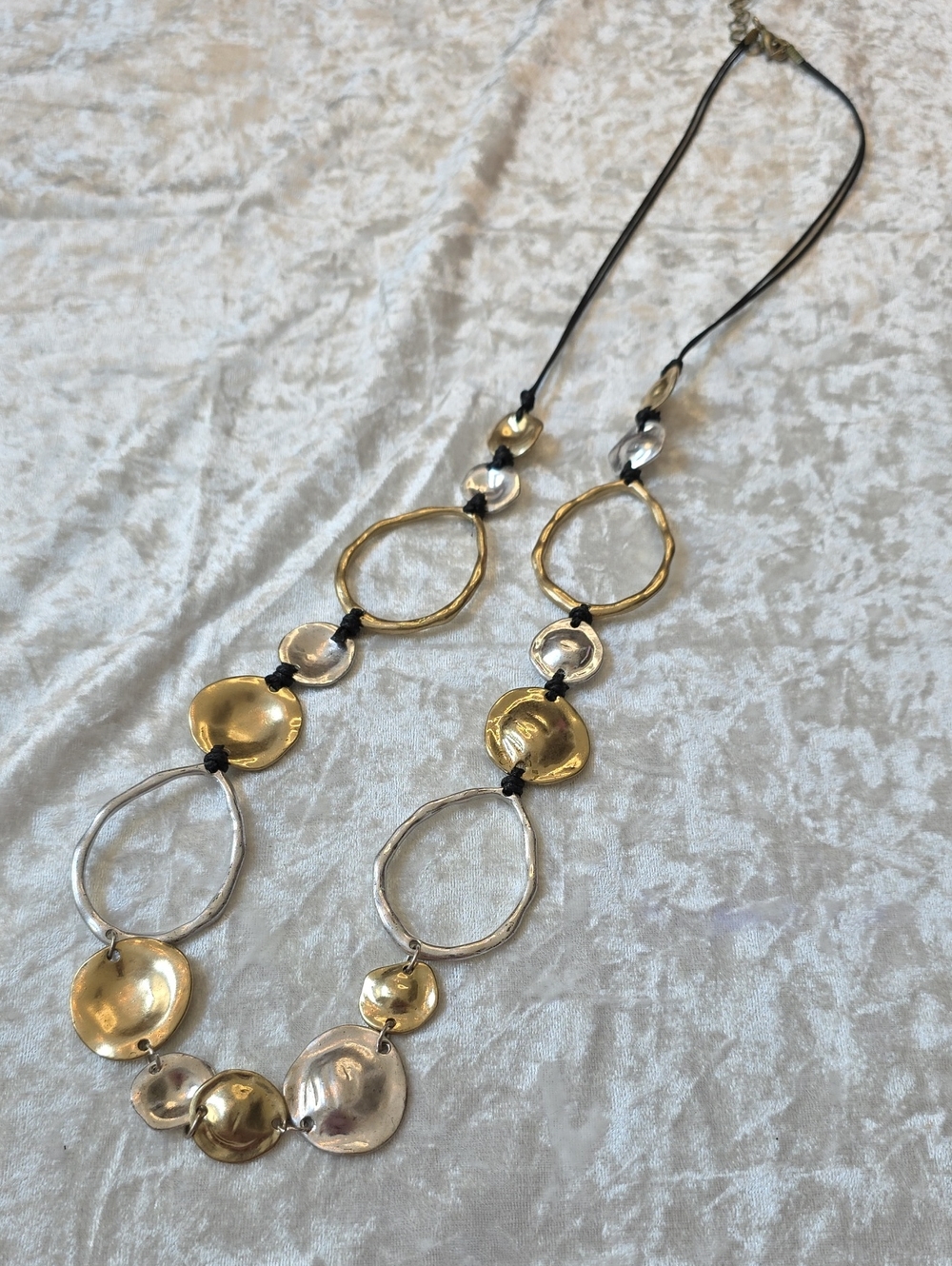 Two-Tone Mixed Metals Link Geometric Statement Necklace